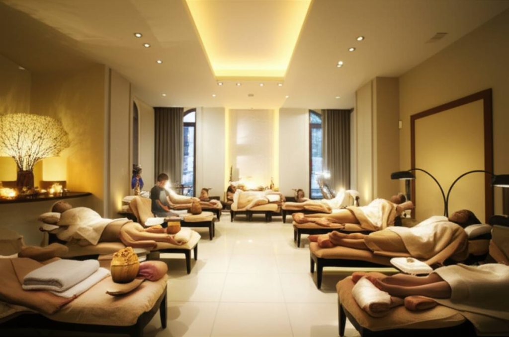 فضای آرامشبخش اسپا با خدمات زیبایی صورت، مانیکور و پدیکور در کلینیک گلبان