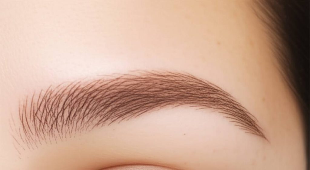 کاشت ابرو طبیعی با ظاهری بینقص در کلینیک گلبان. ابروهای پرپشت و خوشحالت با خط رویش طبیعی.